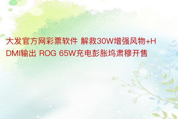 大发官方网彩票软件 解救30W增强风物+HDMI输出 ROG 65W充电彭胀坞肃穆开售
